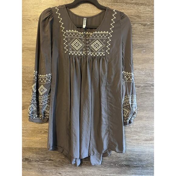 Cottagecore Embroidered Peasant Tunic Sz S Monoreno Festival Boho Western Top - Picture 1 of 10